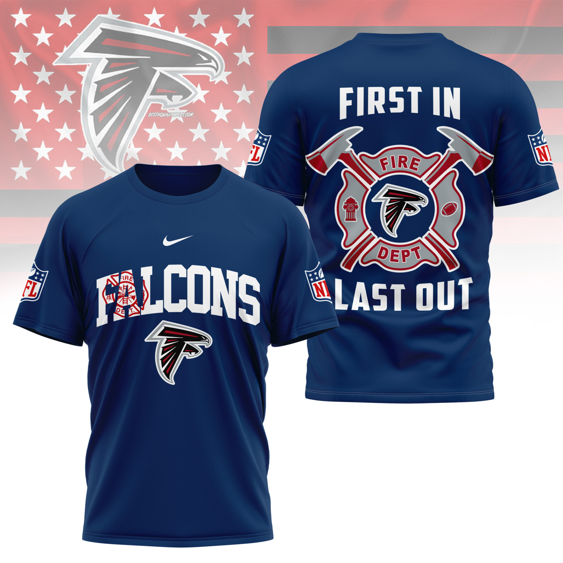 Atlanta Falcons NFL Fire Dept Shirt Navy