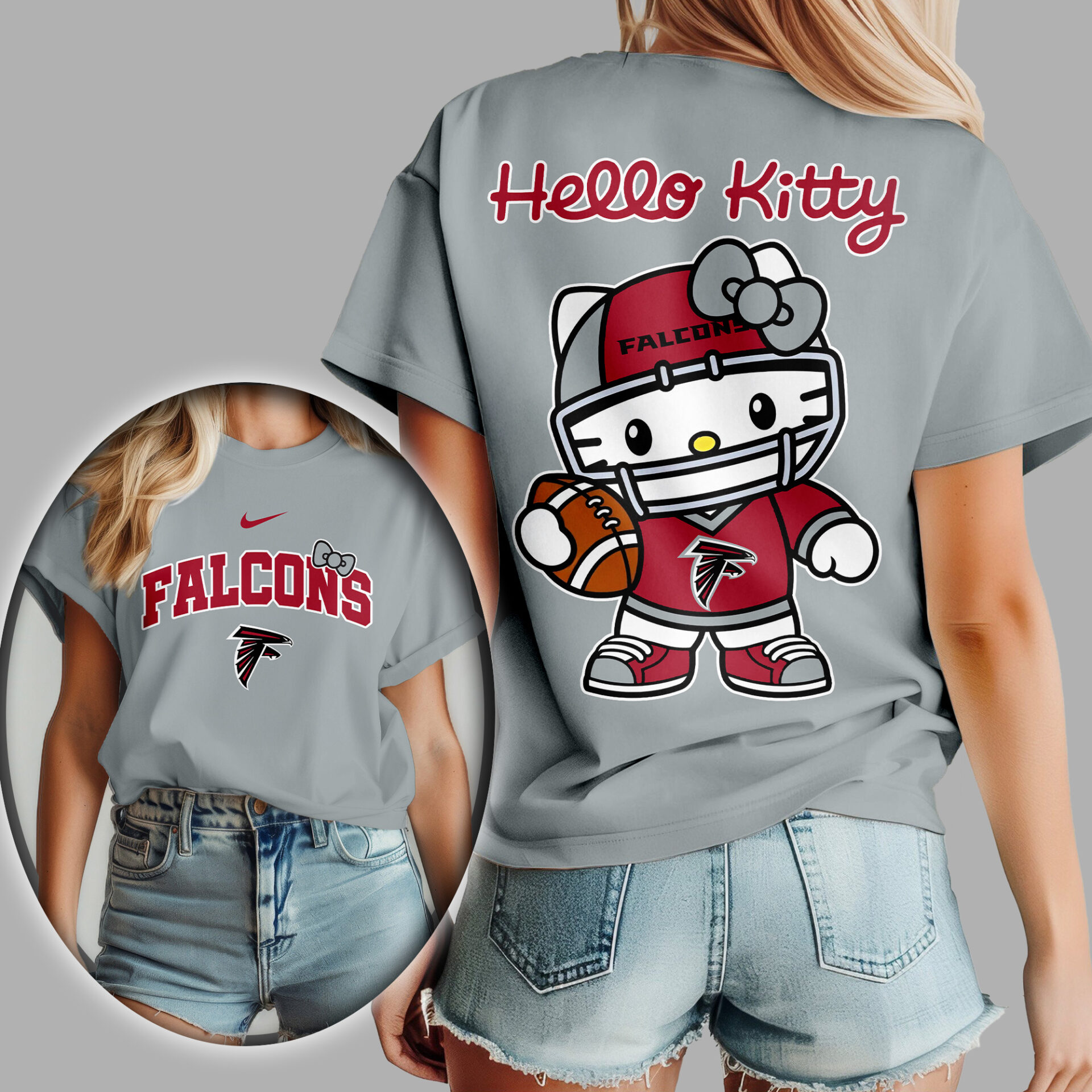 Atlanta Falcons NFL Hello Kitty Shirt For Women Grey