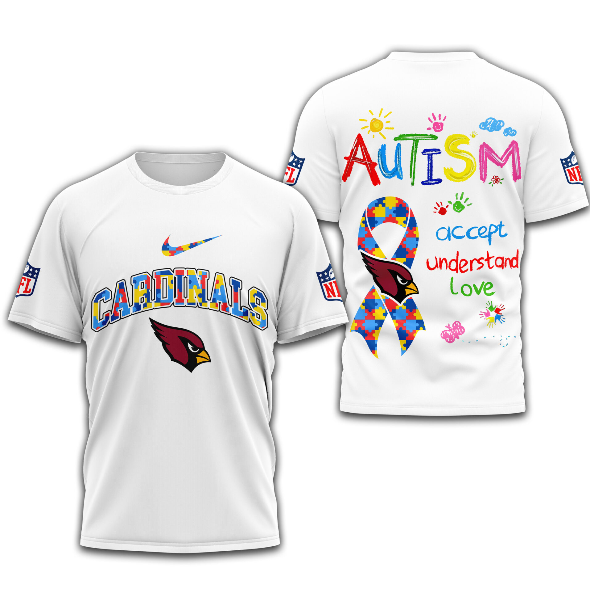 Arizona Cardinals Autism Awareness Shirt White