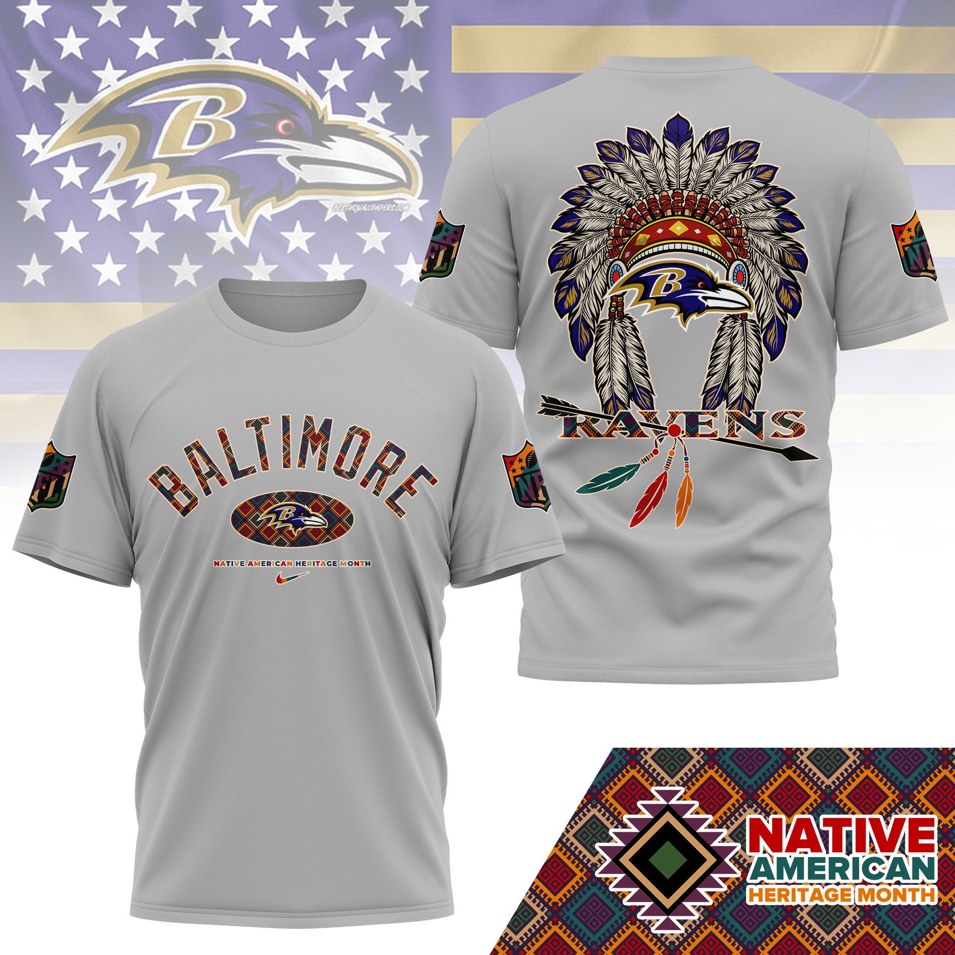 Baltimore Ravens Native American Heritage Month Shirt White