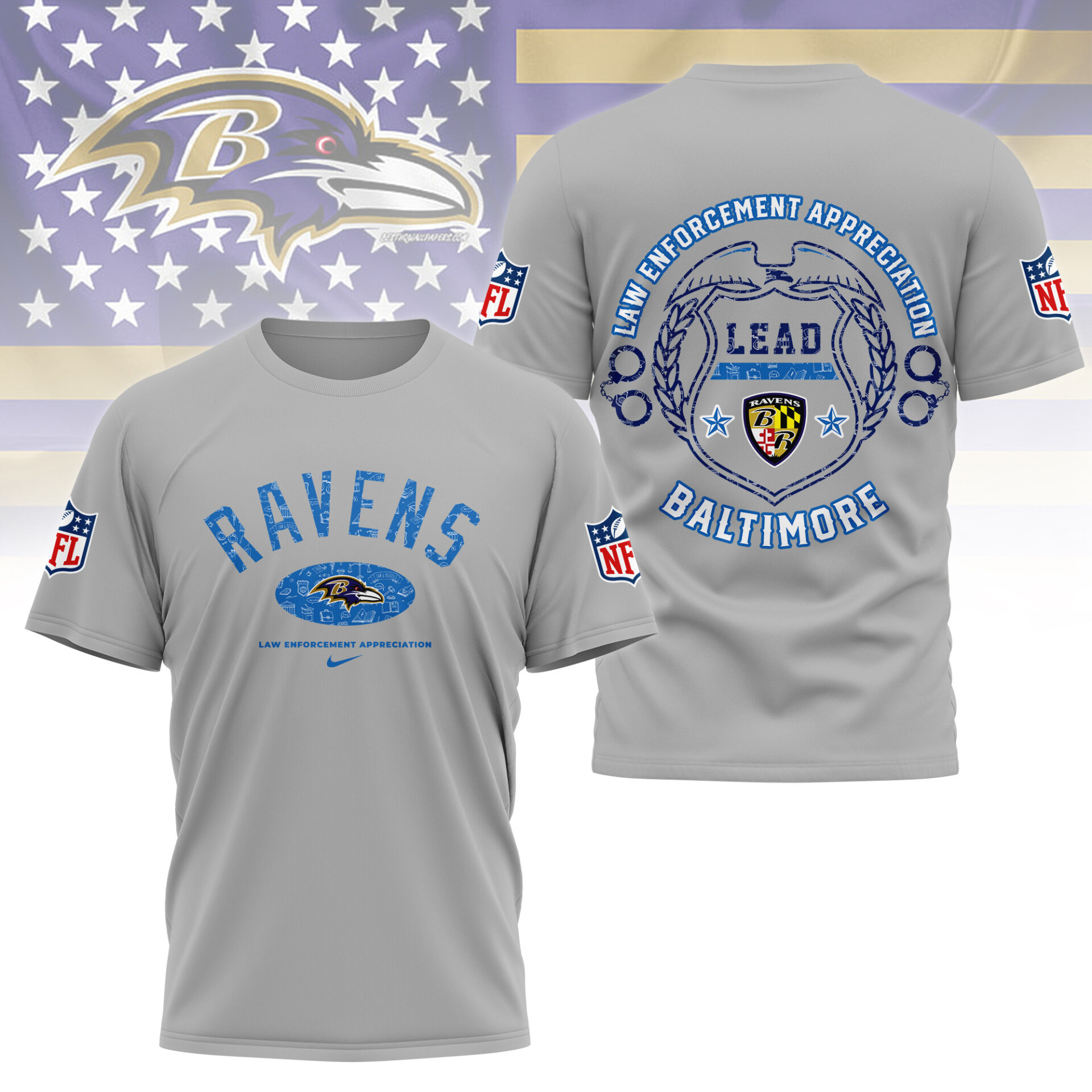 Baltimore Ravens Law Appreciation Month Shirt White