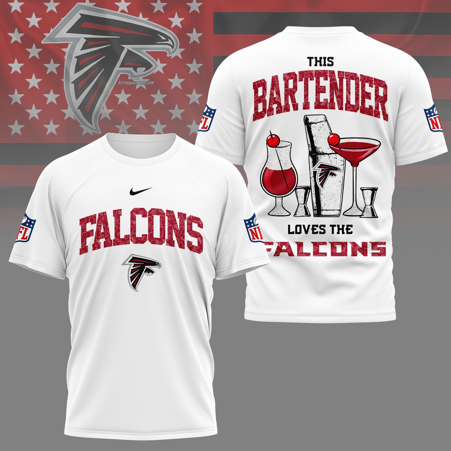Atlanta Falcons NFL Bartender Fan Shirt White