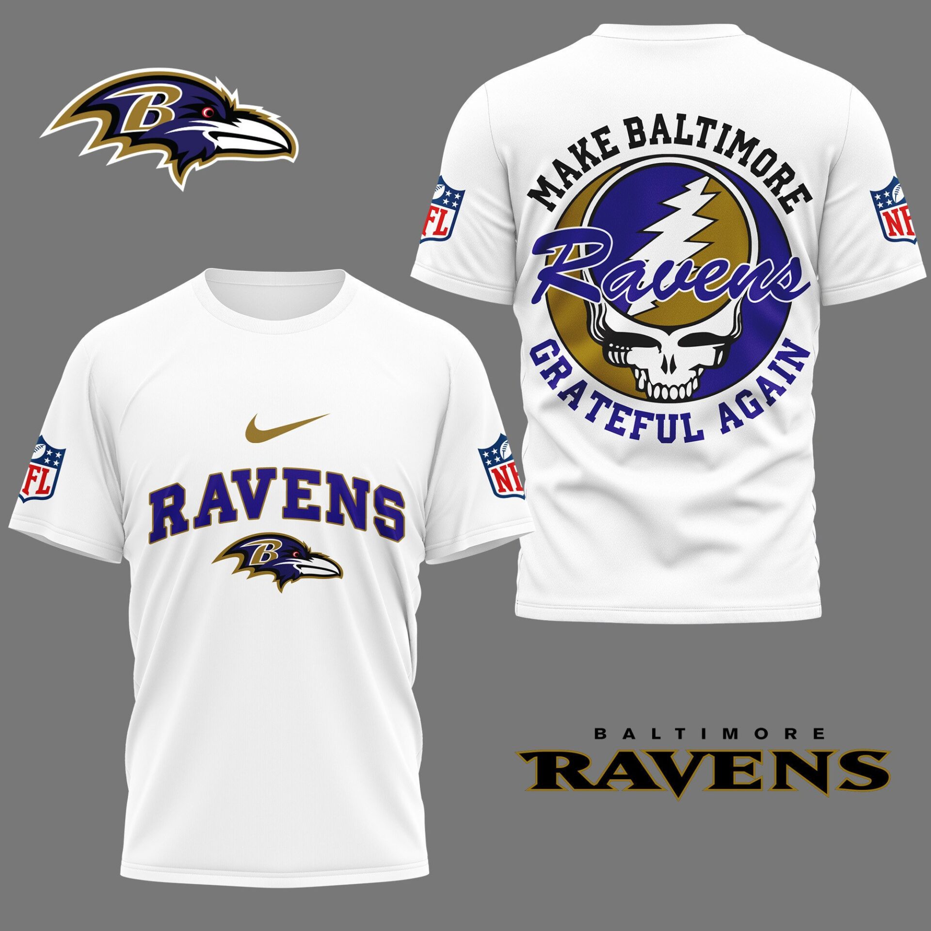 Baltimore Ravens Grateful Game Day Shirt White