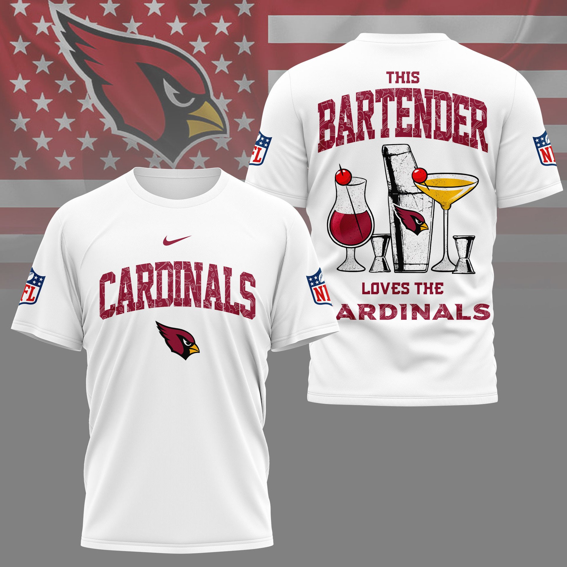 Arizona Cardinals NFL Bartender Fan Shirt White