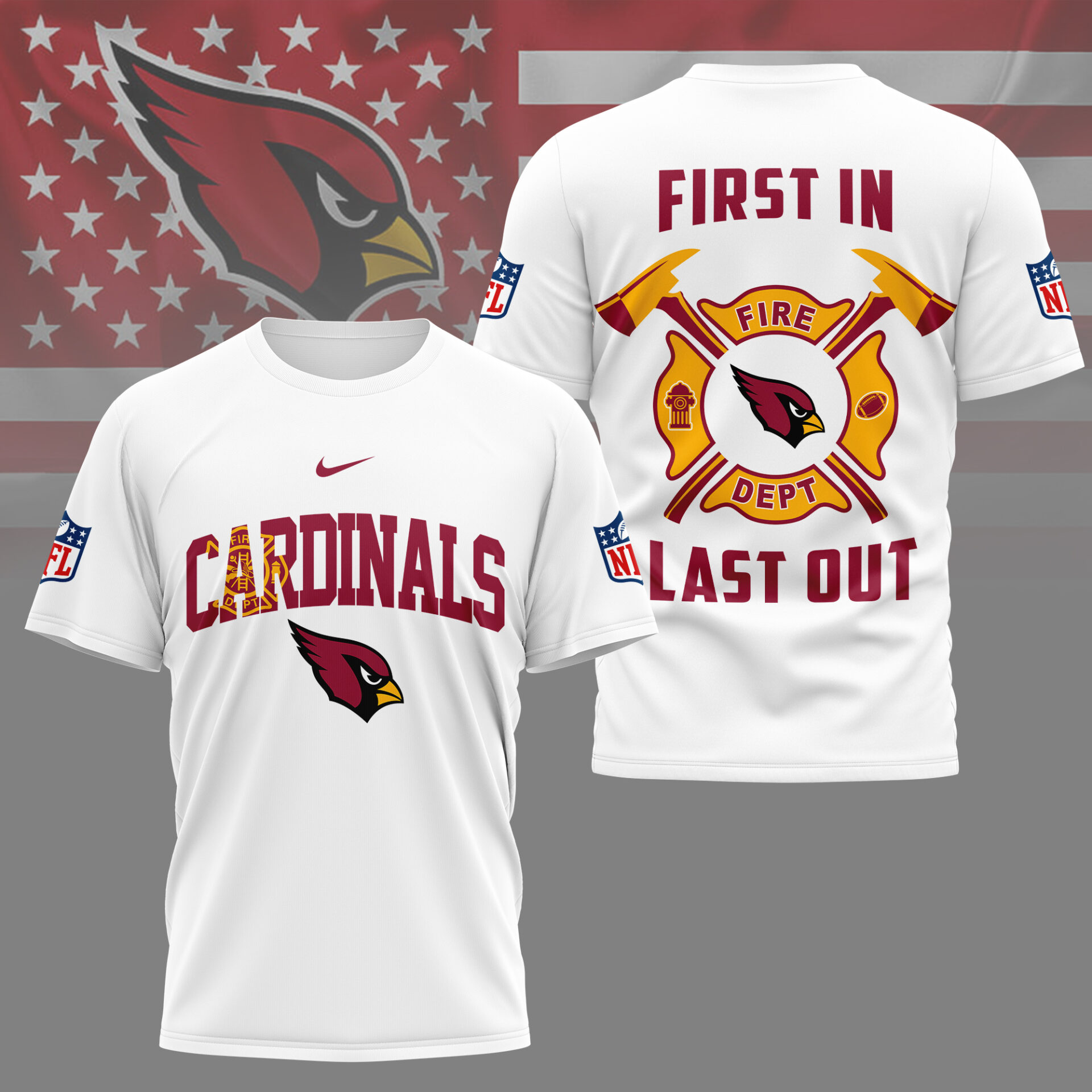 Arizona Cardinals NFL Fire Dept Shirt White