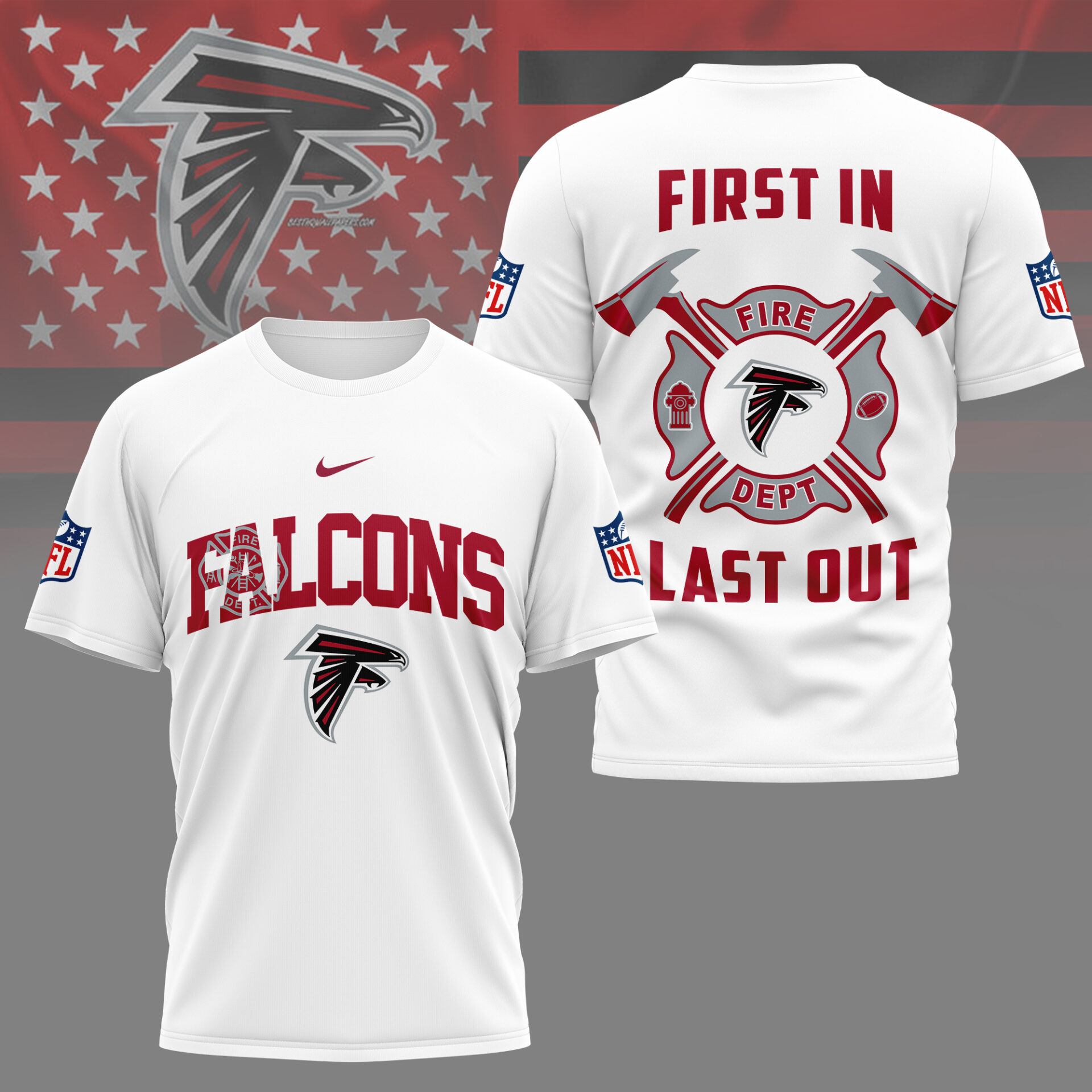 Atlanta Falcons NFL Fire Dept Shirt White