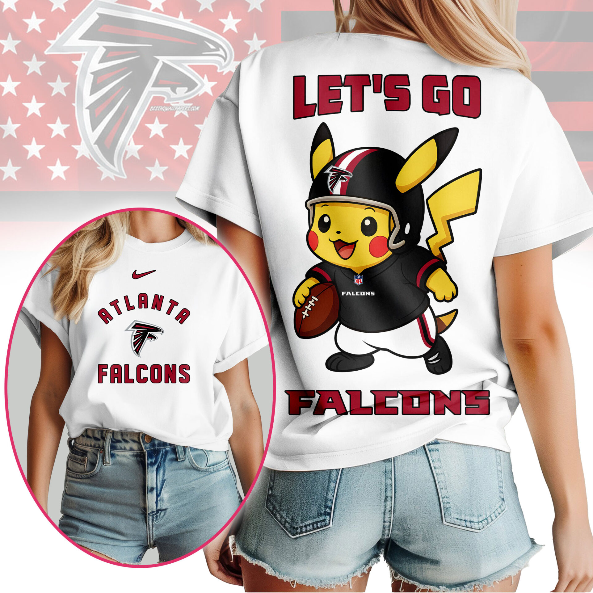 Atlanta Falcons NFL Pokemon Fan Shirt White