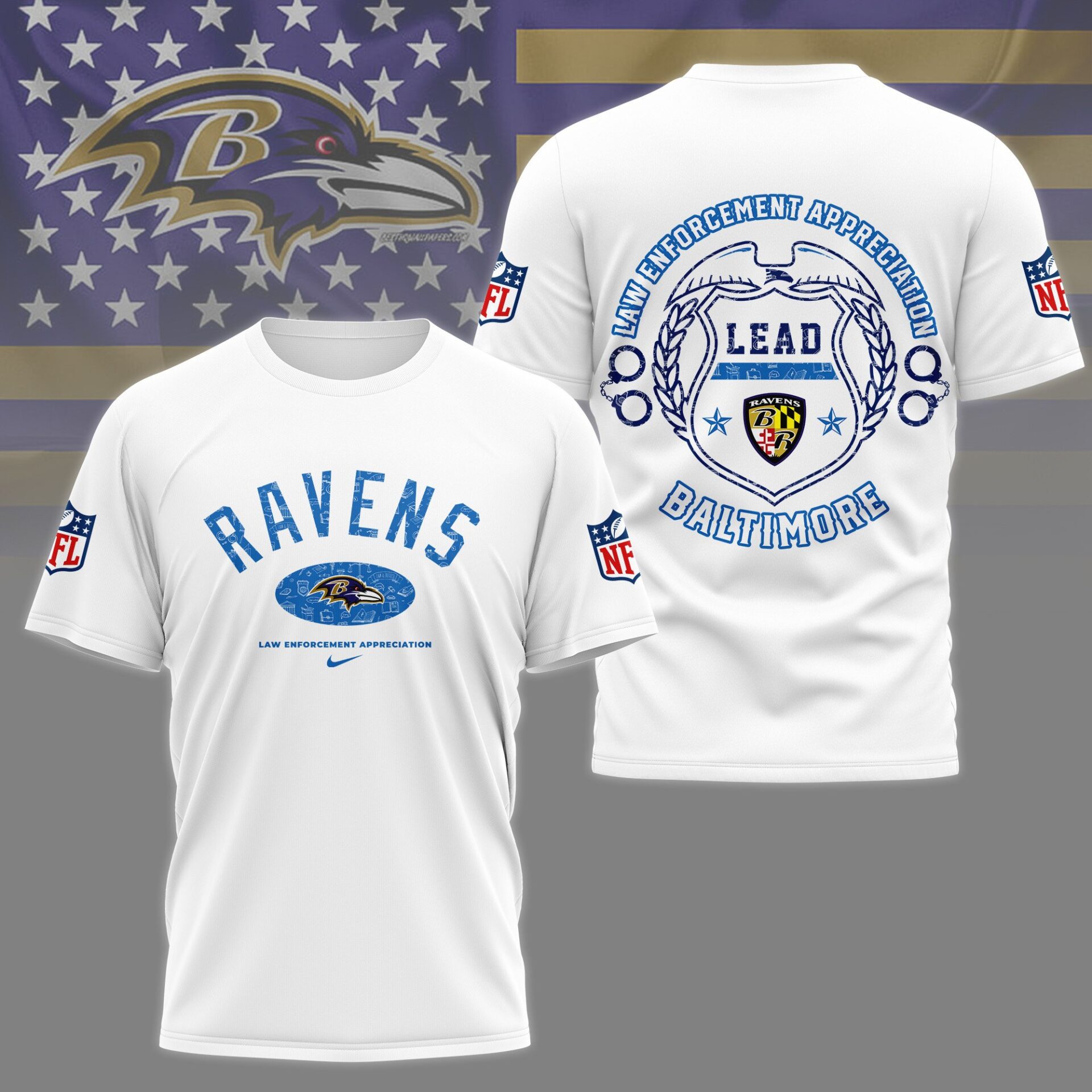 Baltimore Ravens Law Appreciation Month Shirt For Women White