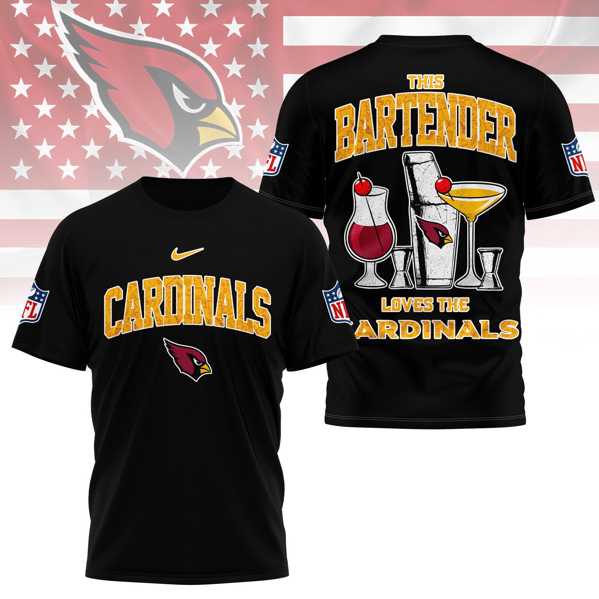 Arizona Cardinals NFL Bartender Fan Shirt Black