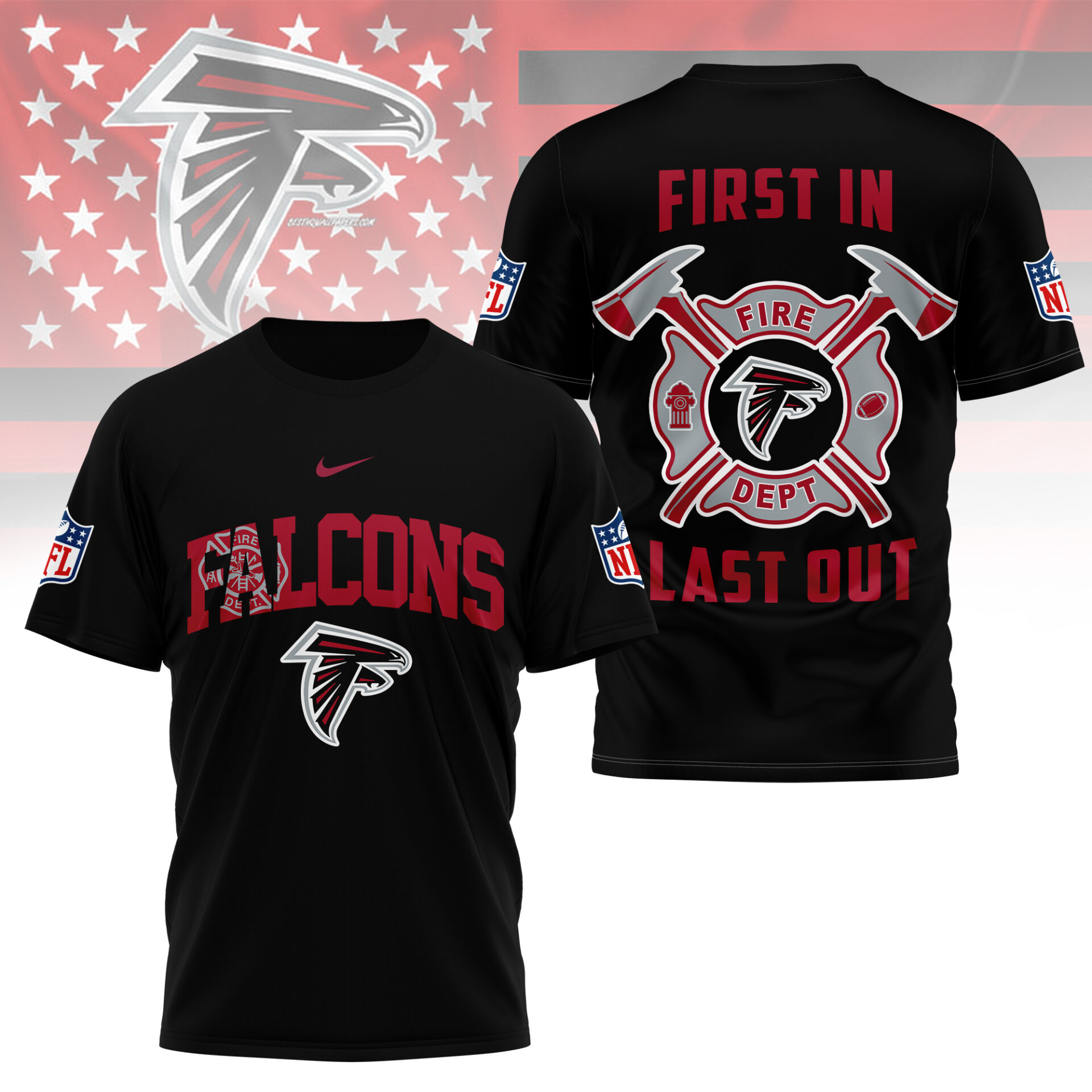 Atlanta Falcons NFL Fire Dept Shirt Black