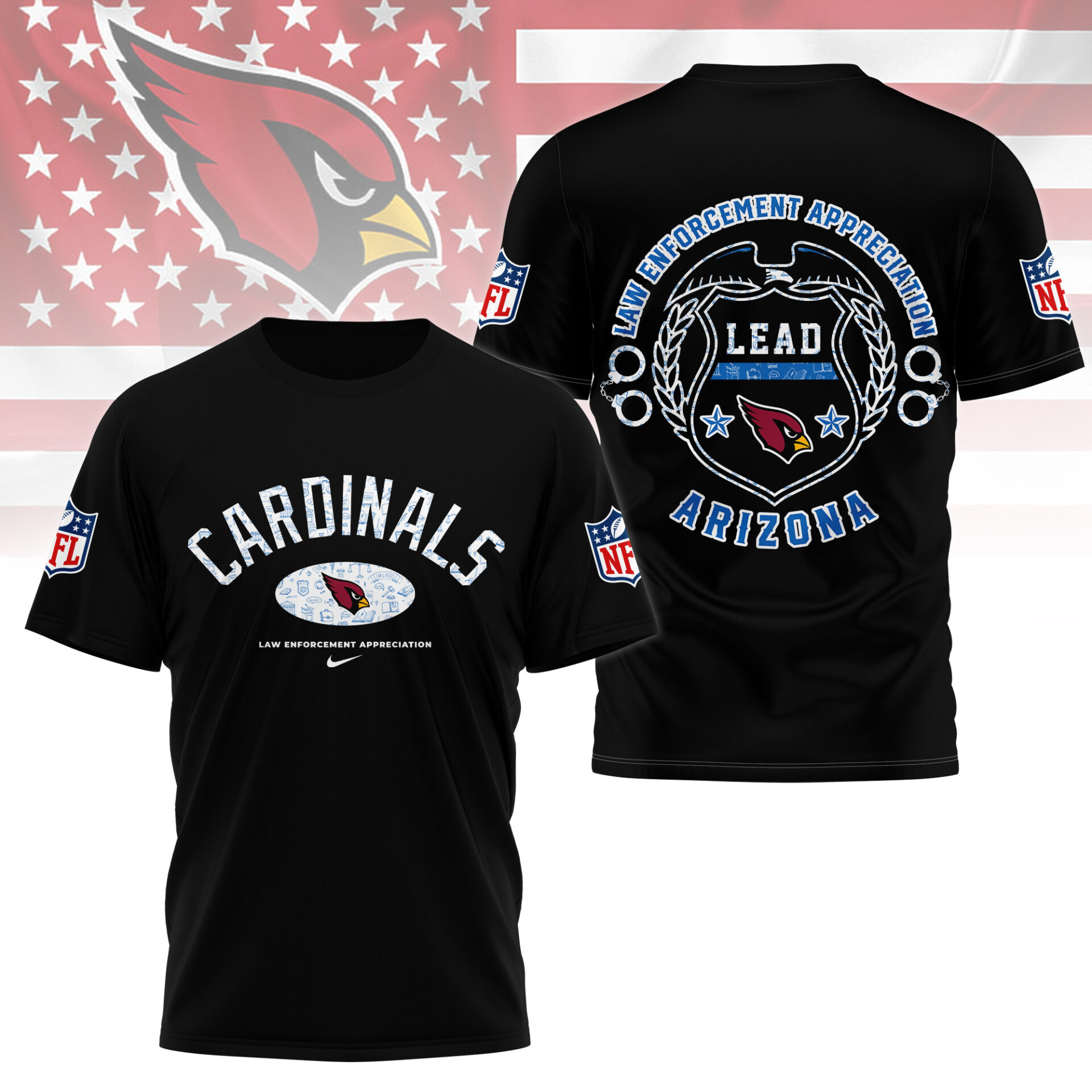 Arizona Cardinals Law Appreciation Month Shirt Black