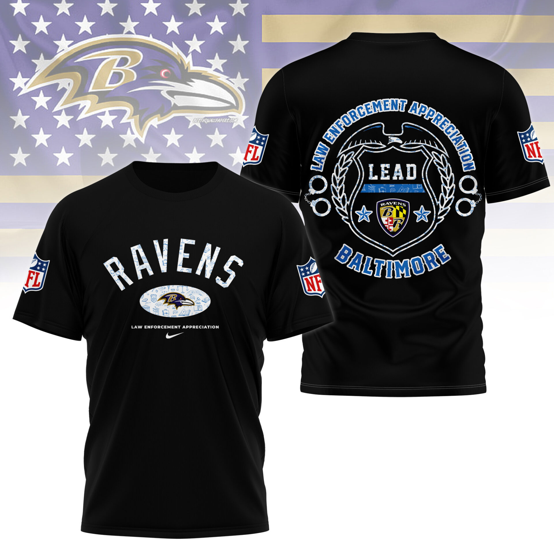 Baltimore Ravens Law Appreciation Month Shirt Black