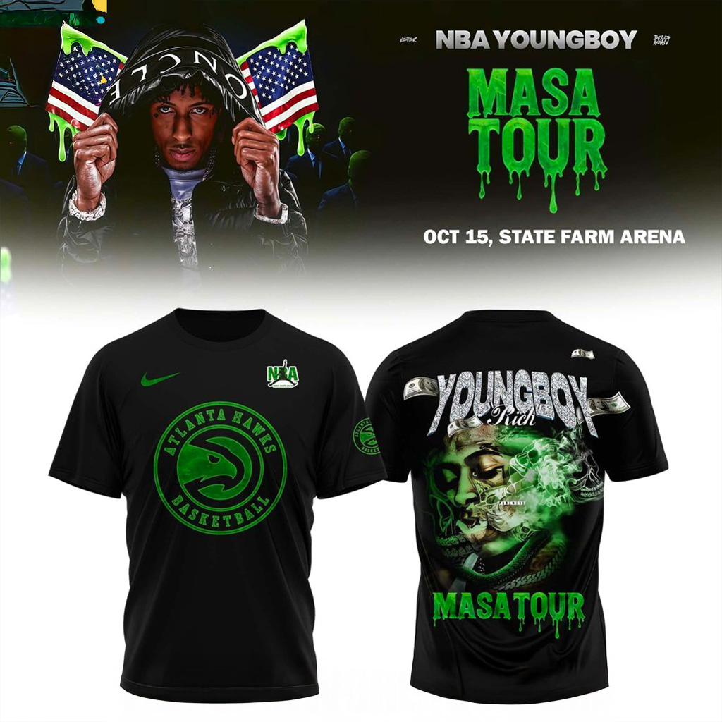 Atlanta Hawks X NBA Young Boy Masa Tour T-Shirt