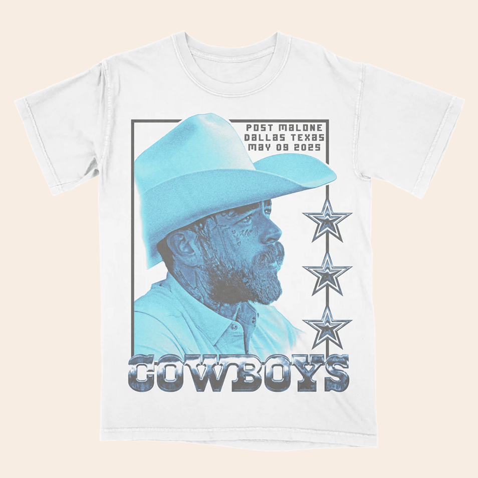 2025 Post Malone X Dallas Cowboys Photo T-Shirt Post Malone Tour Merch FatherS Day Gifts