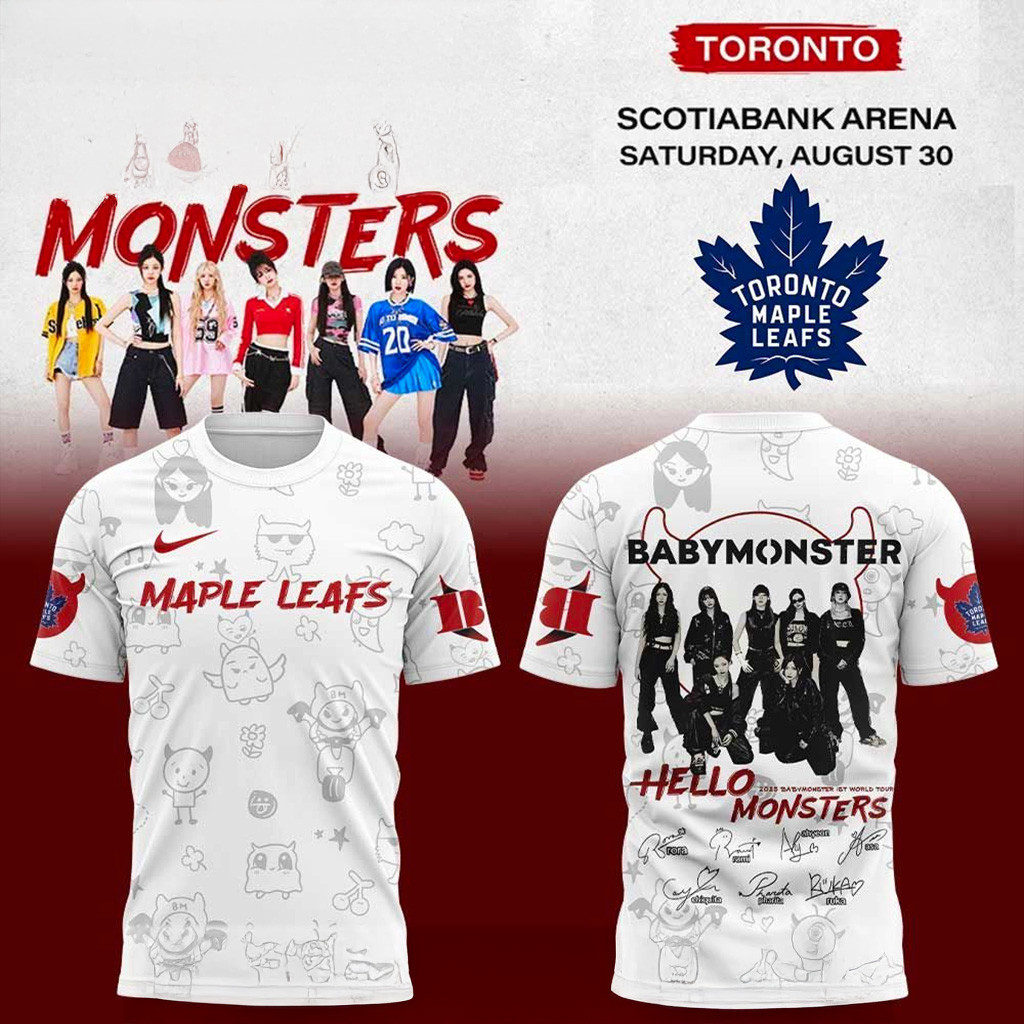 Babymonster 1St World Tour 2025 X Toronto Maple Leafs Signature T-Shirt Leafs Merch Fans Gifts