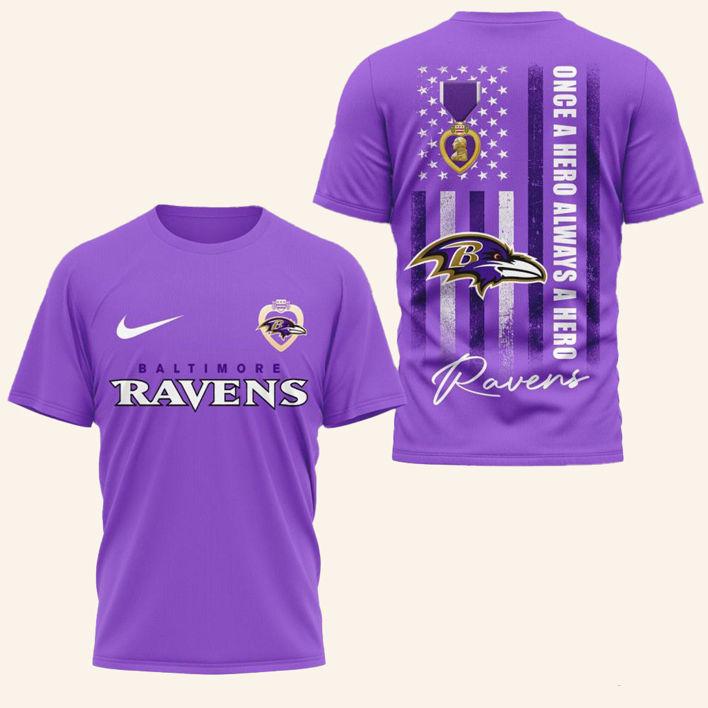 Baltimore Ravens National Purple Heart Day Shirt Baltimore Ravens Merch Gift For Fans