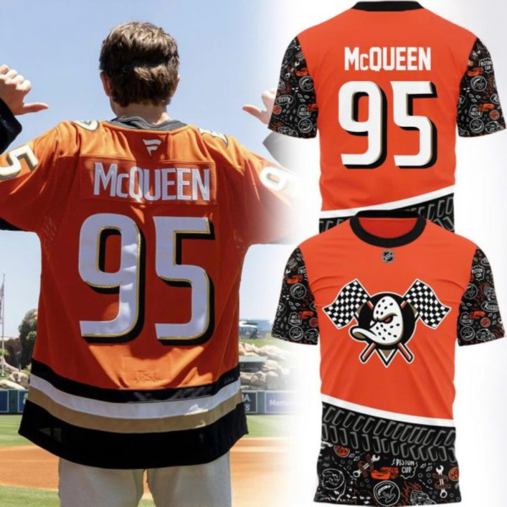 2025 Lightning Mcqueen X Anaheim Ducks Special T-Shirt