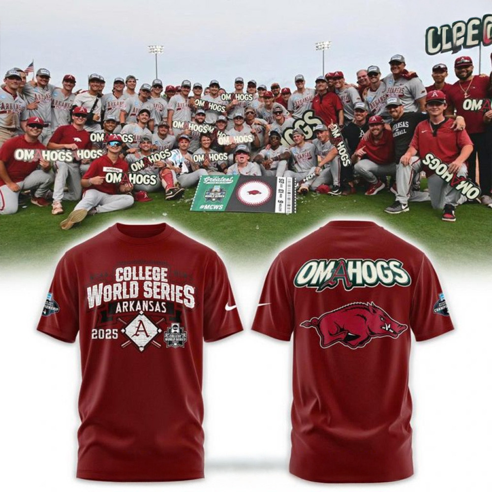Arkansas Baseball Omahogs 2025 College World Series T-Shirt Arkansas Razorbacks Merch