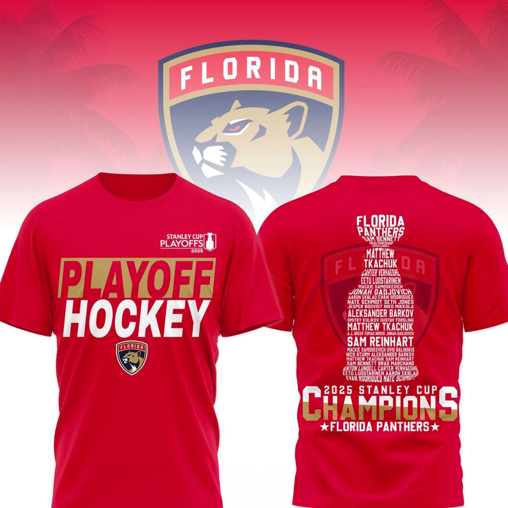 2025 Stanley Cup Champions Florida Panthers Red T-Shirt First Fathers Day Gift