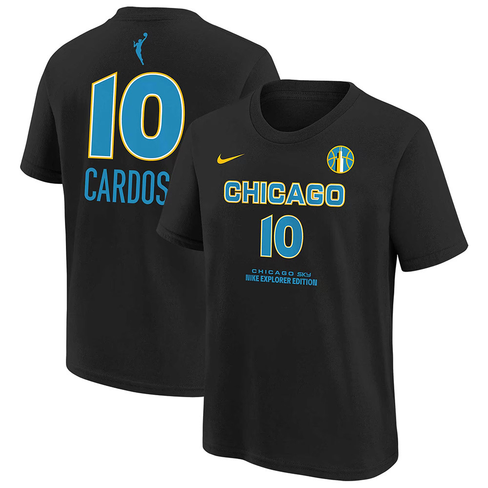 Chicago Sky Merch Nike Kamilla Cardoso Black Chicago Sky WNBA Draft Name And Number T-Shirt
