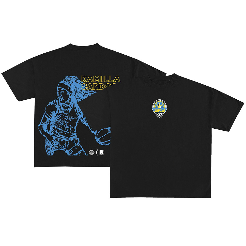 Chicago Sky Merch Round21 Kamilla Cardoso Black Chicago Sky WNBA Draft Player T-Shirt