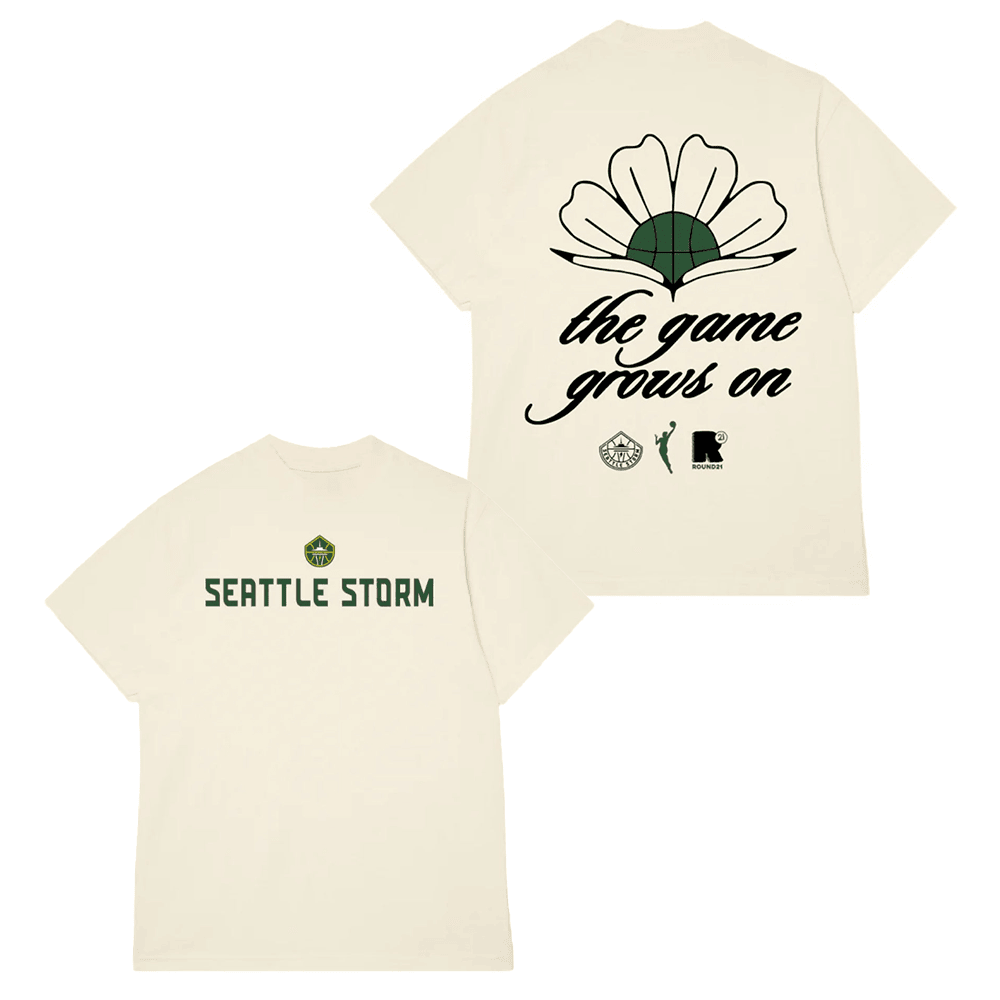 Seattle Storm Merch WNBA Seattle Storm Round 21 Bloom Ball T-Shirt