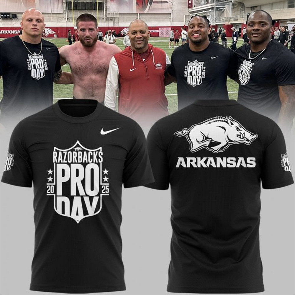 Arkansas Razorbacks Football Pro Day 2025 Black T-Shirt