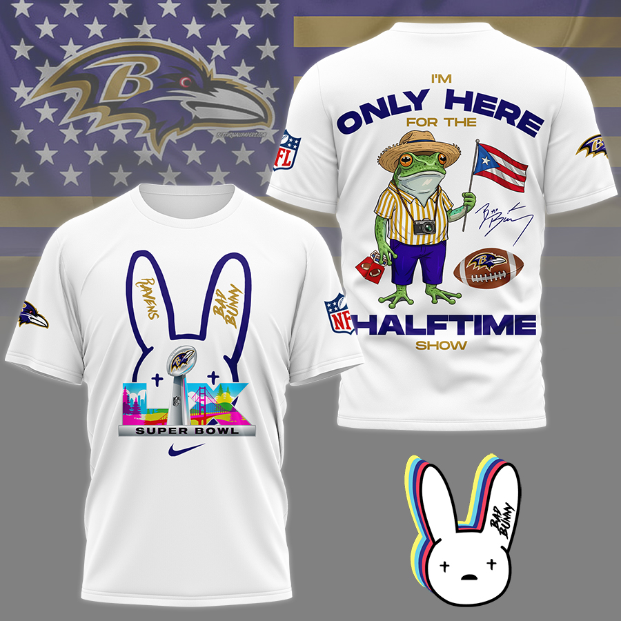 Baltimore Ravens NFL Bad Bunny Super Bowl Halftime Show T- Shirt