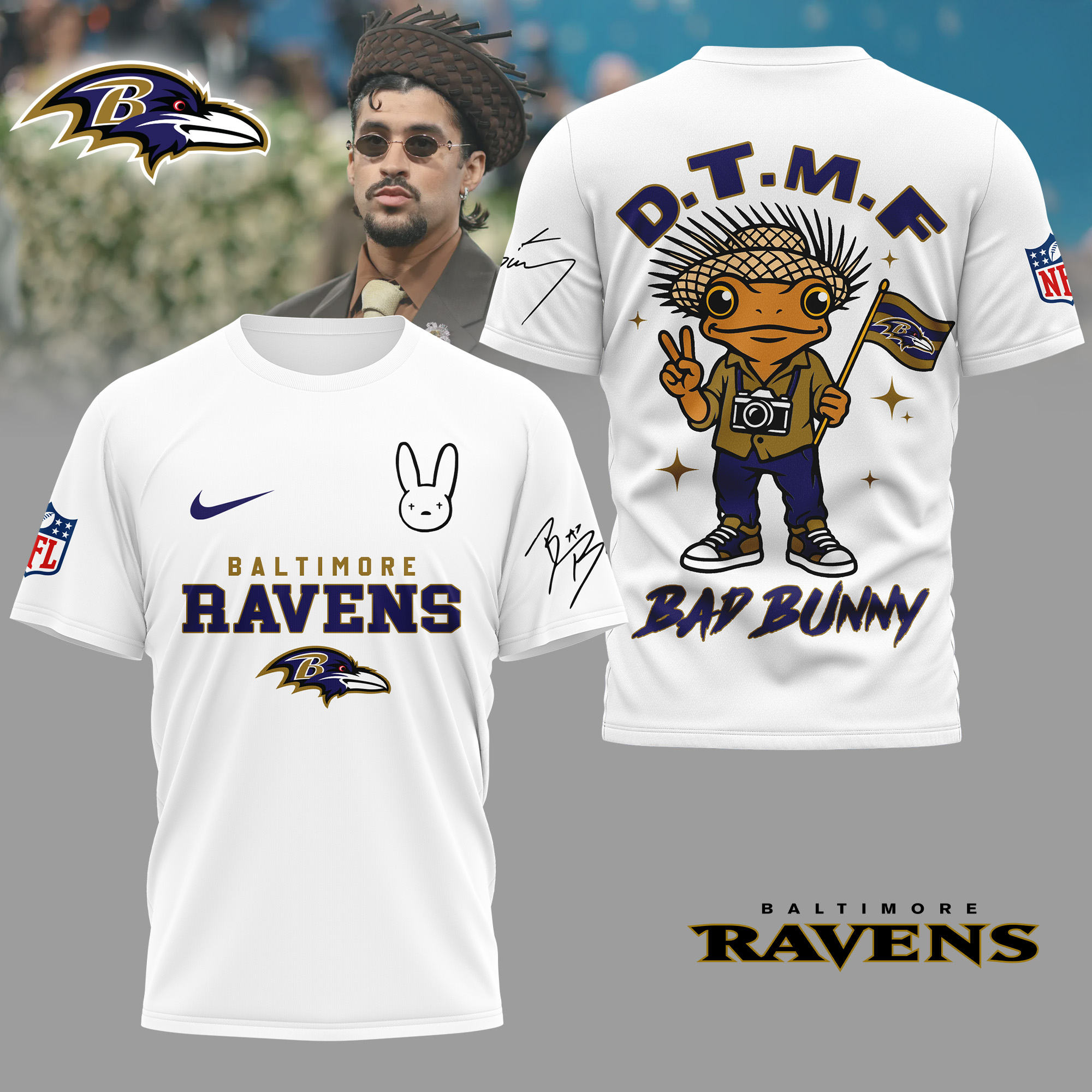 Baltimore Ravens NFL Bad Bunny 3D Shirt