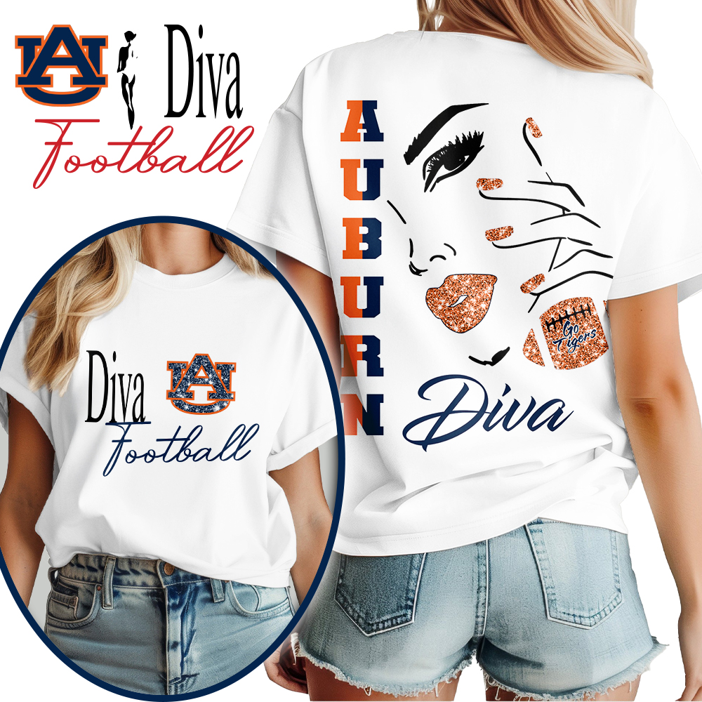 Auburn Tigers NCAA Diva Football 3D Shirt