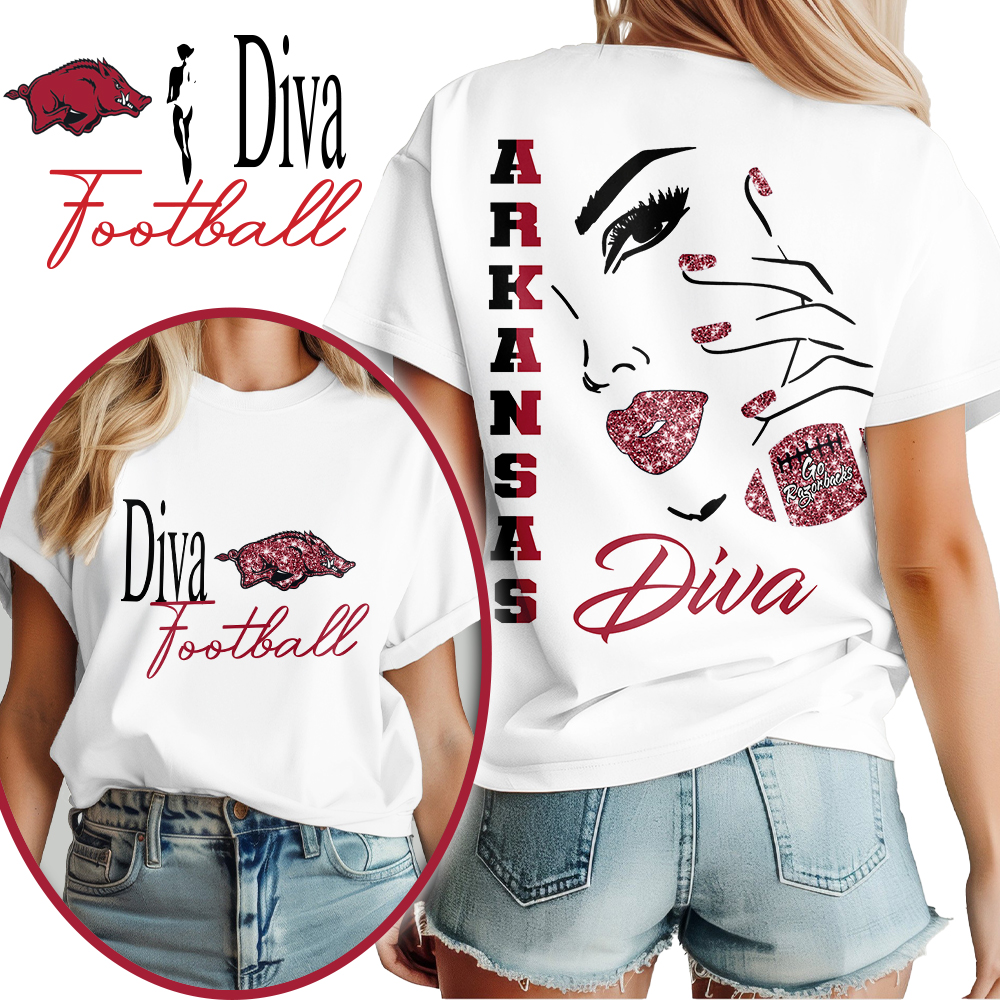 Arkansas Razorbacks NCAA Diva Football 3D Shirt