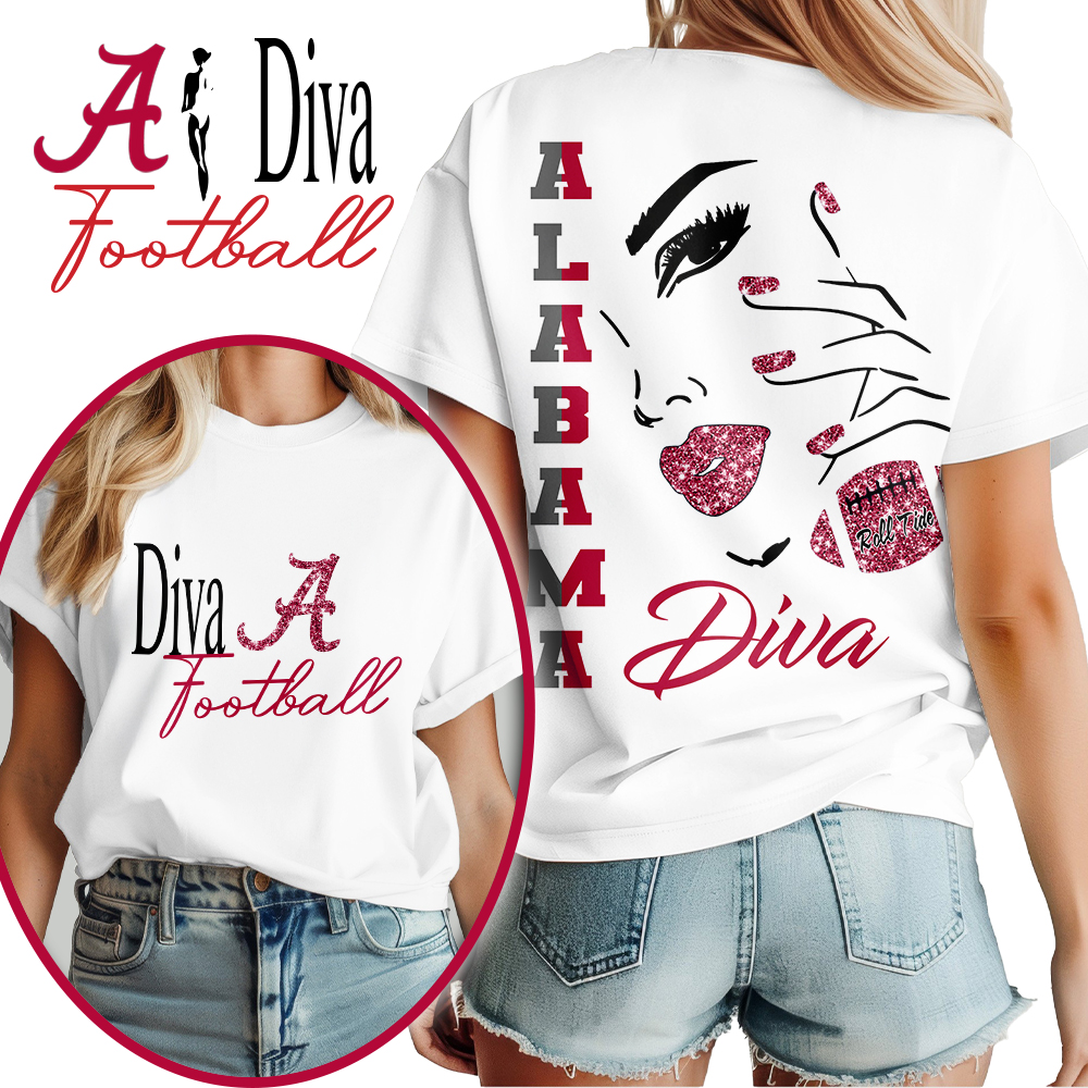 Alabama Crimson Tide NCAA Diva Football 3D Shirt