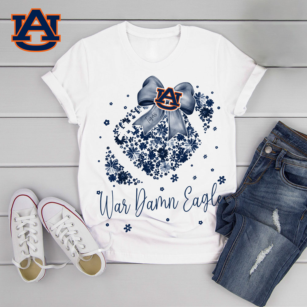 Auburn Tigers NCAA Flower Heart Bow Shirt