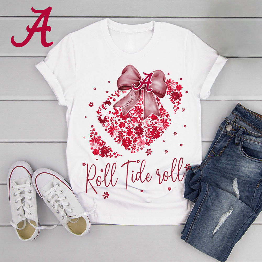 Alabama Crimson Tide NCAA Flower Heart Bow Shirt