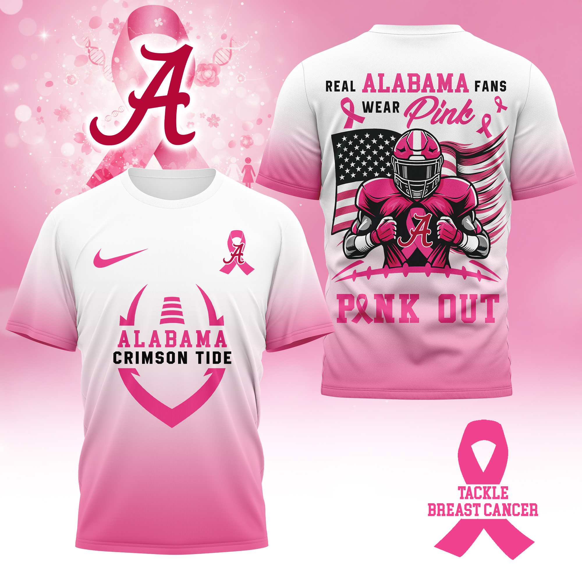Alabama Crimson Tide NCAA Pink Out 3D Shirt