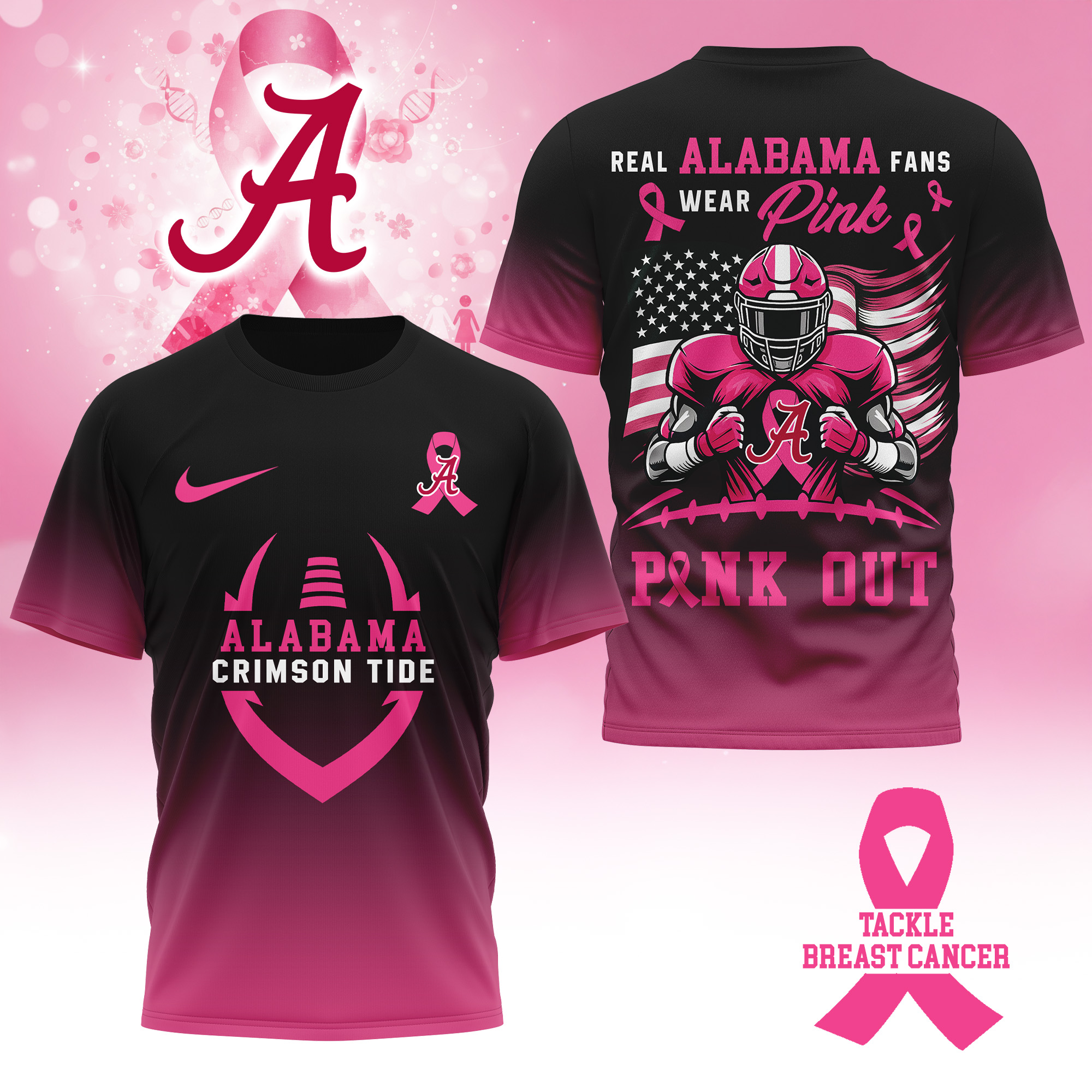Alabama Crimson Tide NCAA Pink Out 3D Shirt