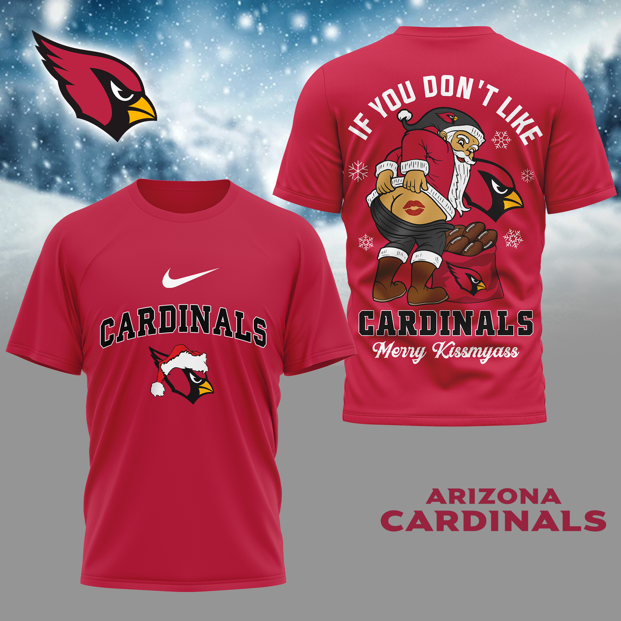 Arizona Cardinals NFL Funny Xmas 3D Shirt