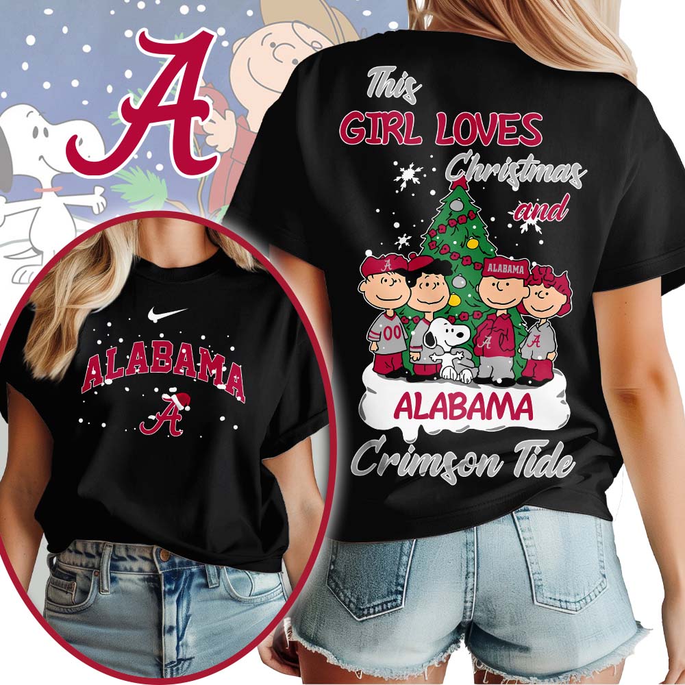 Alabama Crimson Tide NCAA This Girl Loves Christmas T- Shirt