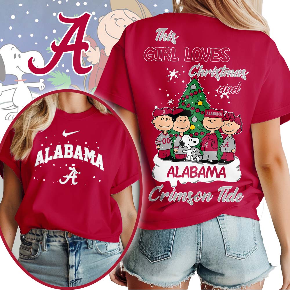 Alabama Crimson Tide NCAA This Girl Loves Christmas T- Shirt