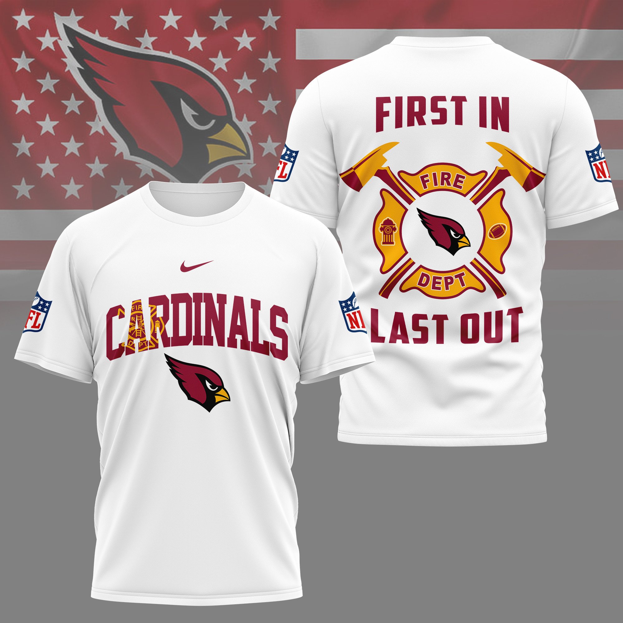 Arizona Cardinals NFL Fire Dept 3D Shirt