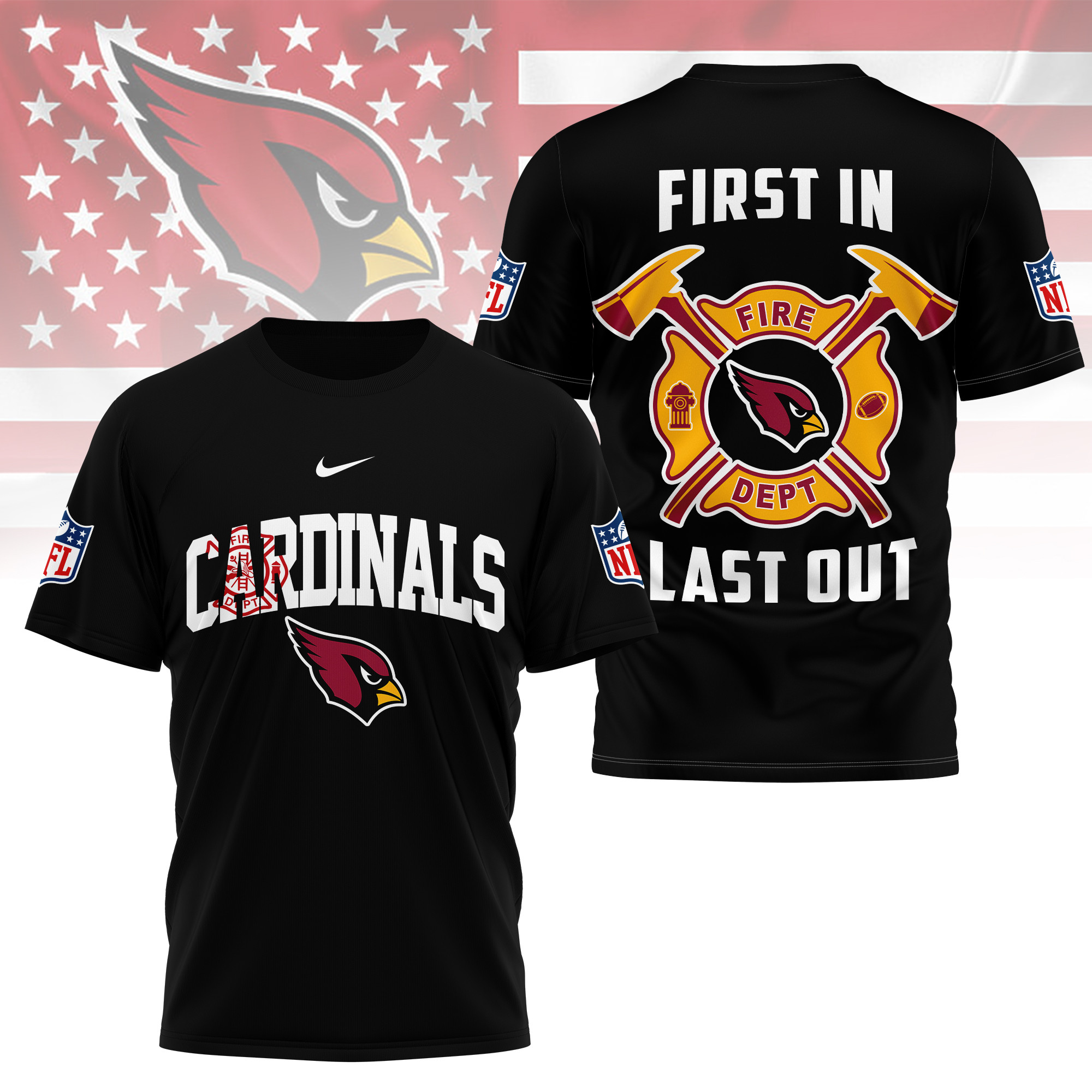 Arizona Cardinals NFL Fire Dept 3D Shirt