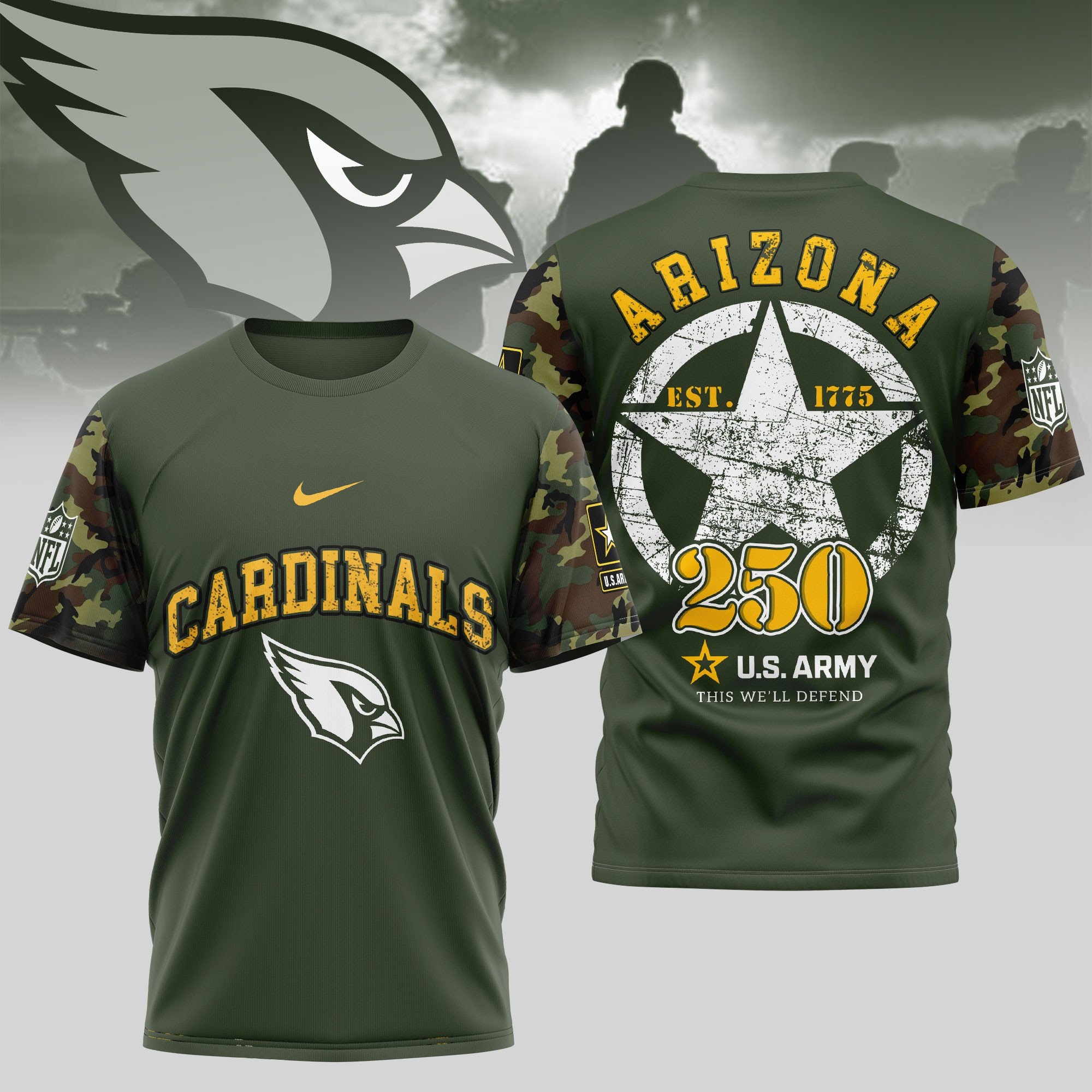 Arizona Cardinals NFL U.S.Army 3D Shirt