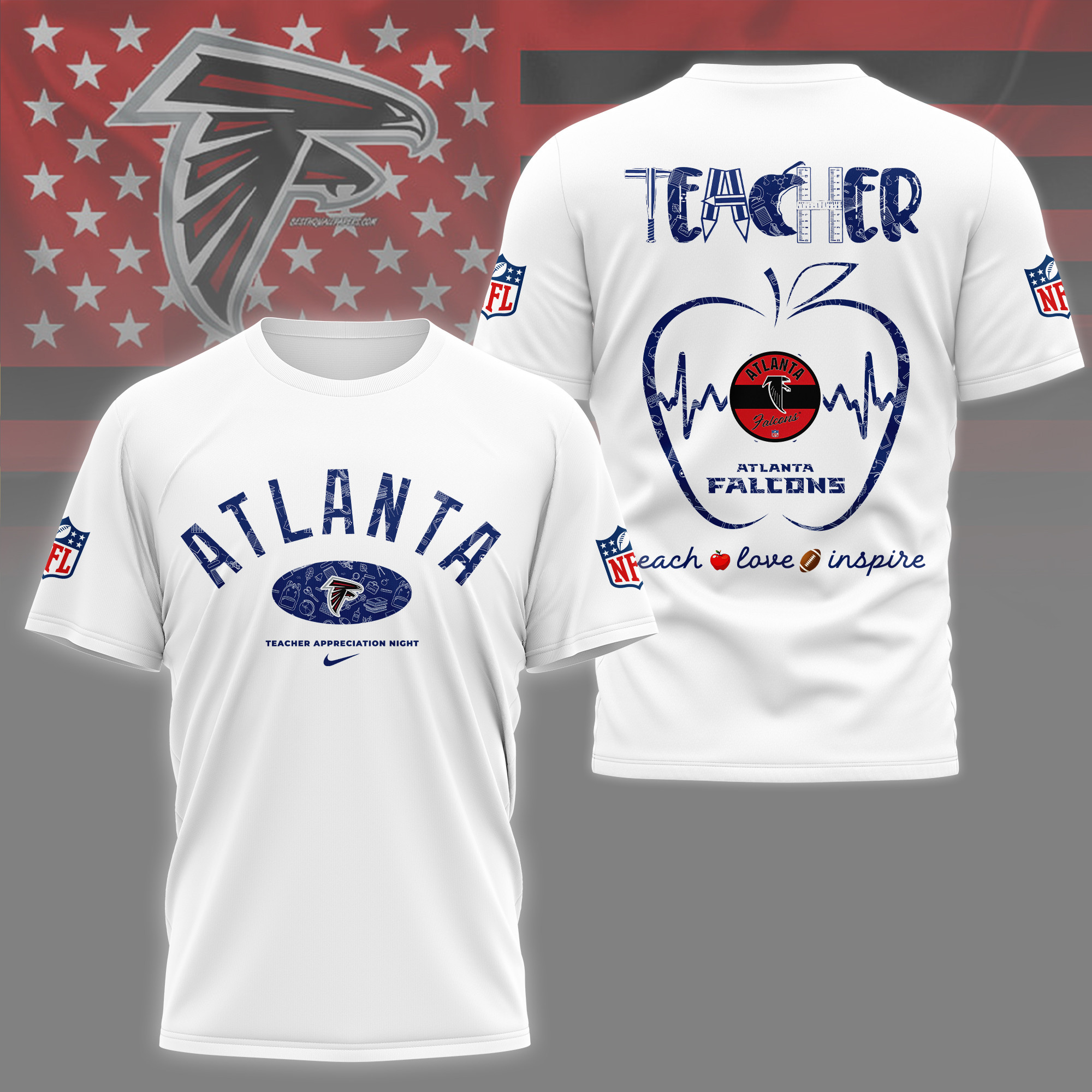 Atlanta Falcons NFL 3D Teacher Appreciation Day Shirt
