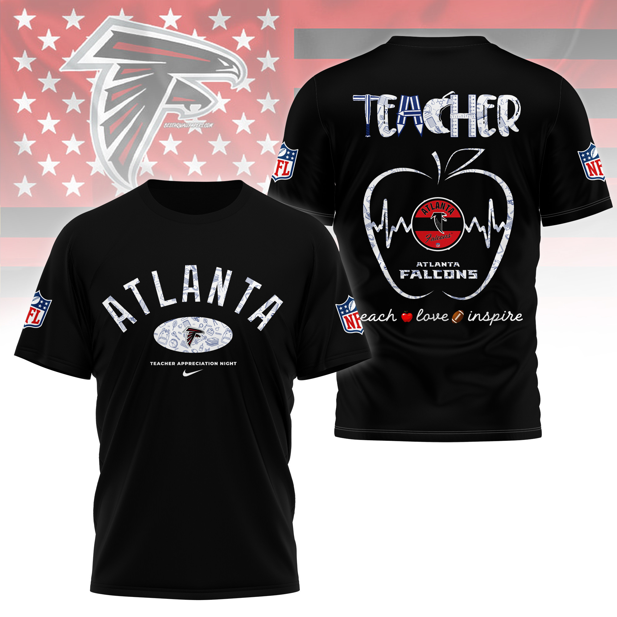 Atlanta Falcons NFL 3D Teacher Appreciation Day Shirt