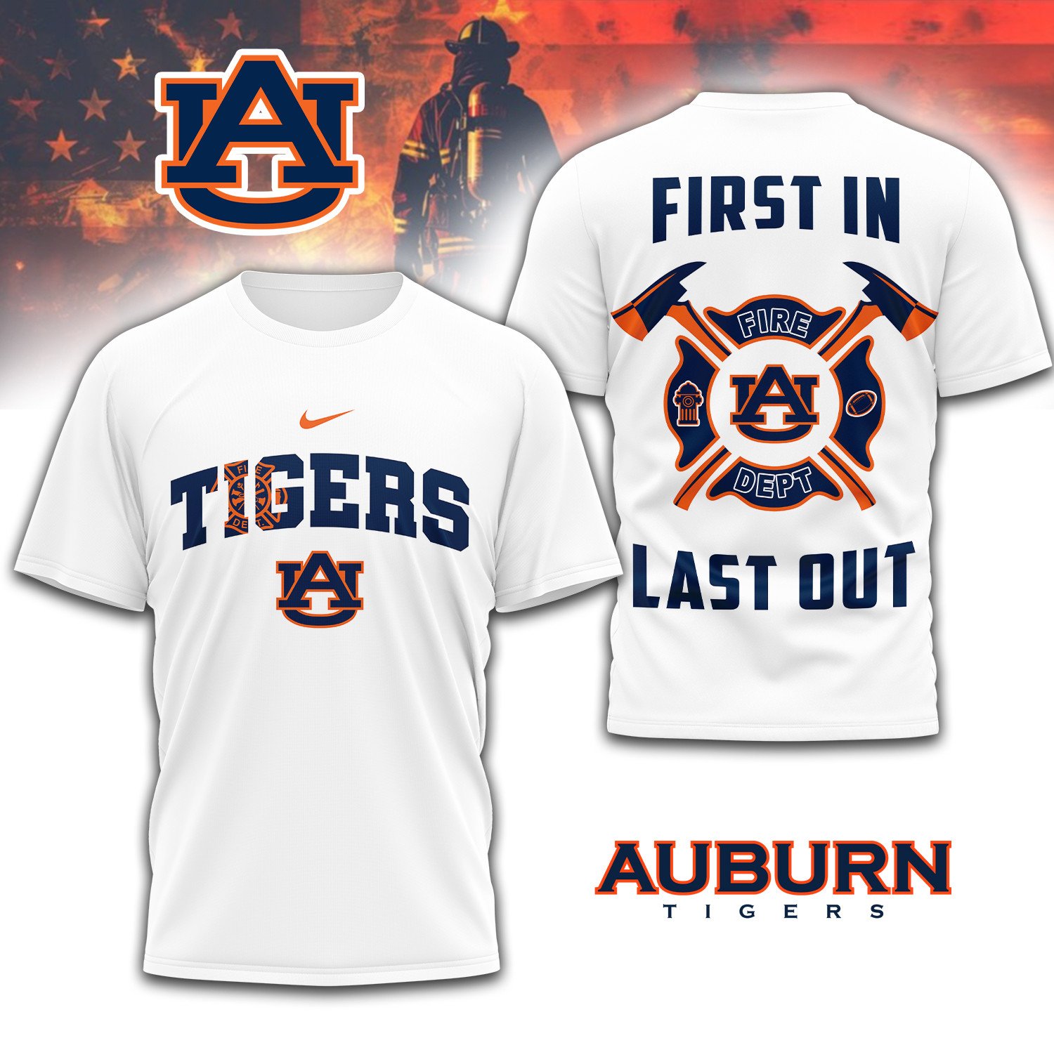 Auburn Tigers Fire Dept 3D Shirt NCAA