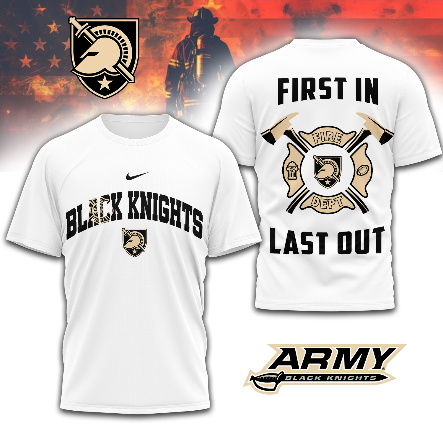 Army Black Knights Fire Dept 3D Shirt NCAA