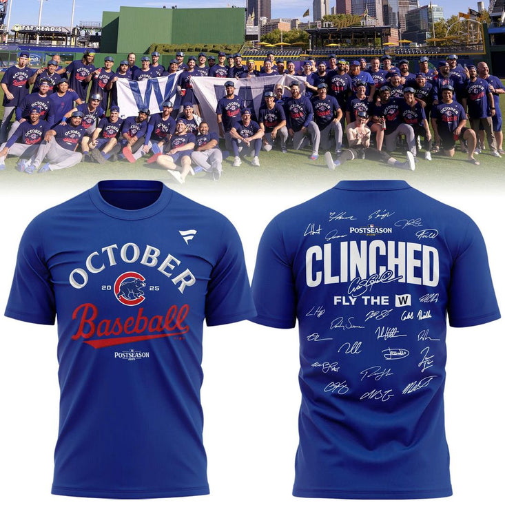 2025 Clinched Fly The W Chicago Cubs T-Shirt