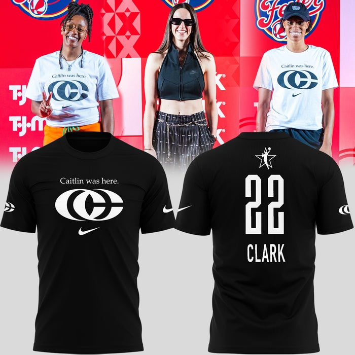 1B Caitlin Was Here Shirt - Caitlin Clark - Her Logo New Black Shirt Indiana Fever WNBA Tshirt