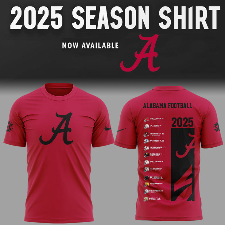Alabama Fb 2025 Schedule Black Tshirt