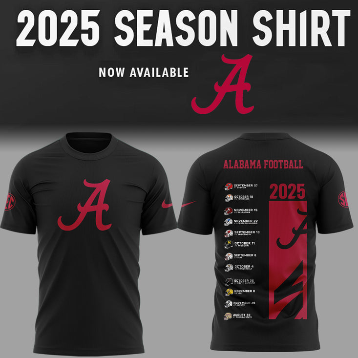 Alabama Fb 2025 Schedule Black Tshirt